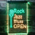ADVPRO Rock Jazz Blues Open Music Bar  Dual Color LED Neon Sign st6-i3521 - Green & Yellow