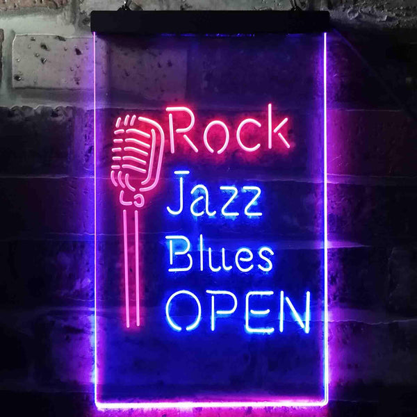 ADVPRO Rock Jazz Blues Open Music Bar  Dual Color LED Neon Sign st6-i3521 - Red & Blue