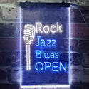 ADVPRO Rock Jazz Blues Open Music Bar  Dual Color LED Neon Sign st6-i3521 - White & Blue