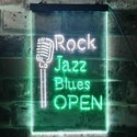 ADVPRO Rock Jazz Blues Open Music Bar  Dual Color LED Neon Sign st6-i3521 - White & Green
