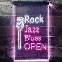 ADVPRO Rock Jazz Blues Open Music Bar  Dual Color LED Neon Sign st6-i3521 - White & Purple
