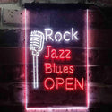 ADVPRO Rock Jazz Blues Open Music Bar  Dual Color LED Neon Sign st6-i3521 - White & Red