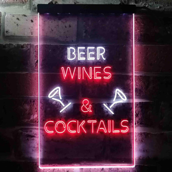 ADVPRO Beer Wine Cocktails Bar Club  Dual Color LED Neon Sign st6-i3557 - White & Red