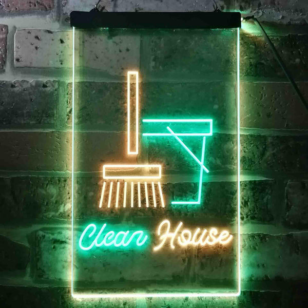 ADVPRO Clean House Helper Shop Display  Dual Color LED Neon Sign st6-i3605 - Green & Yellow