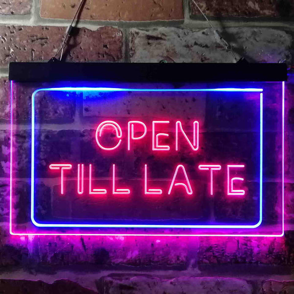 ADVPRO Open Till Late Night Eat Restaurant Open Dual Color LED Neon Sign st6-i3623 - Blue & Red