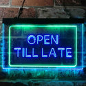 ADVPRO Open Till Late Night Eat Restaurant Open Dual Color LED Neon Sign st6-i3623 - Green & Blue
