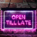 ADVPRO Open Till Late Night Eat Restaurant Open Dual Color LED Neon Sign st6-i3623 - White & Purple