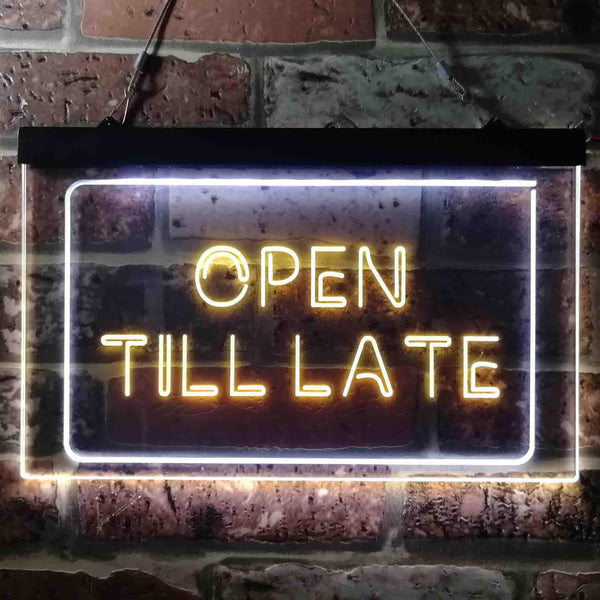 ADVPRO Open Till Late Night Eat Restaurant Open Dual Color LED Neon Sign st6-i3623 - White & Yellow