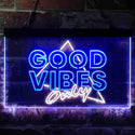 ADVPRO Good Vibes Only Triangle Home Bar Decoration Dual Color LED Neon Sign st6-i3626 - White & Blue