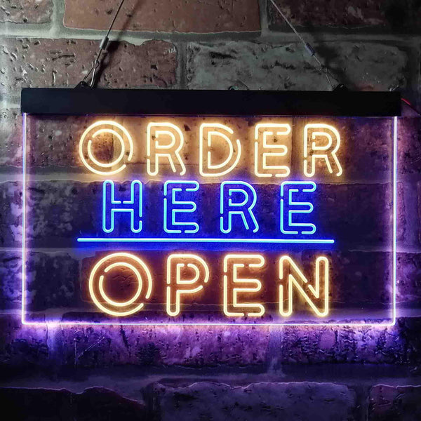 ADVPRO Order Here Open Display Dual Color LED Neon Sign st6-i3647 - Blue & Yellow