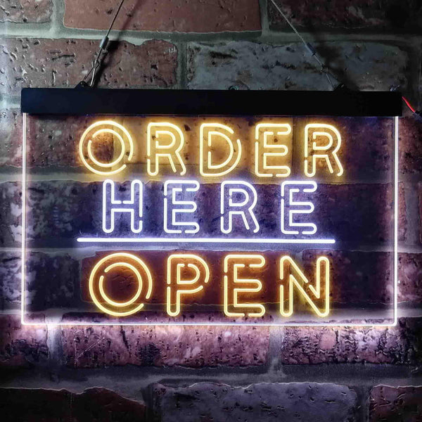 ADVPRO Order Here Open Display Dual Color LED Neon Sign st6-i3647 - White & Yellow