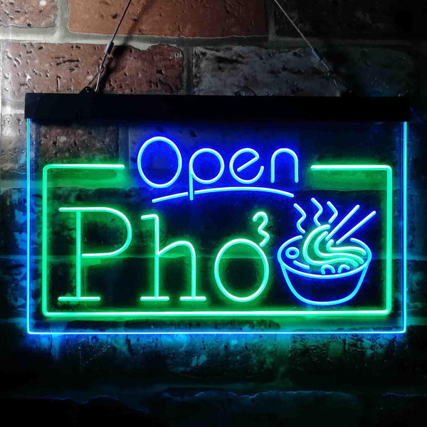 ADVPRO Open Pho Vietnam Noodles Shop Dual Color LED Neon Sign st6-i3655 - Green & Blue