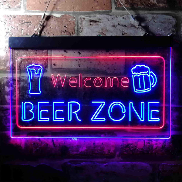 ADVPRO Welcome Beer Zone Bar Club Dual Color LED Neon Sign st6-i3667 - Red & Blue