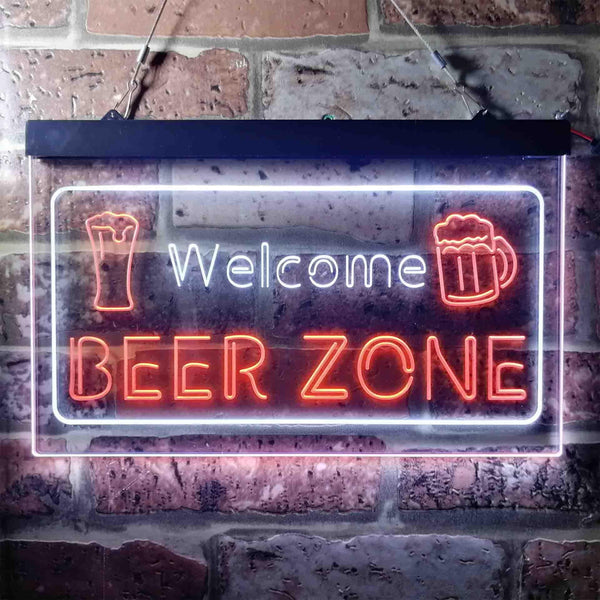 ADVPRO Welcome Beer Zone Bar Club Dual Color LED Neon Sign st6-i3667 - White & Orange