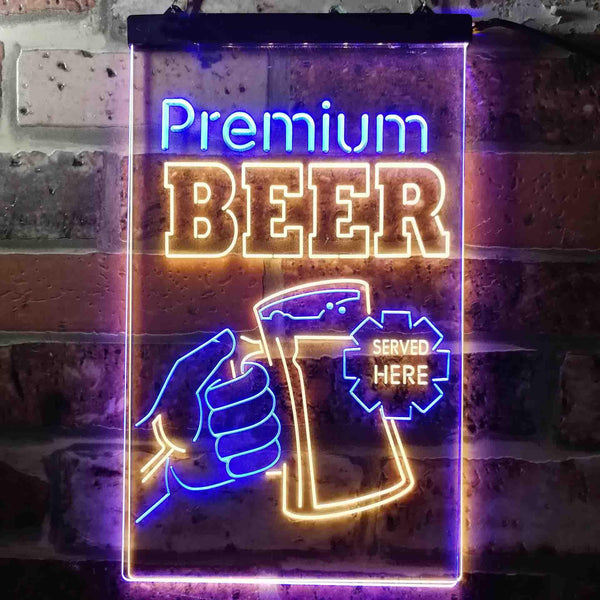 ADVPRO Premium Beer Served Here Bar  Dual Color LED Neon Sign st6-i3671 - Blue & Yellow