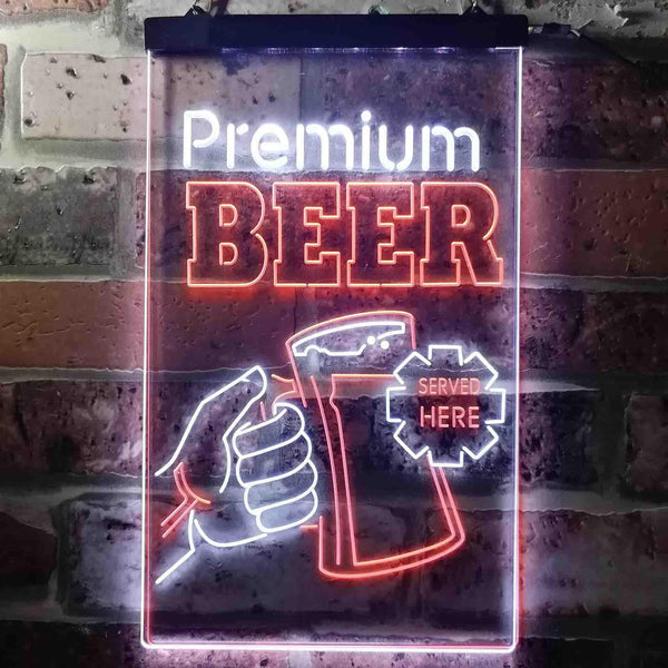 ADVPRO Premium Beer Served Here Bar  Dual Color LED Neon Sign st6-i3671 - White & Orange