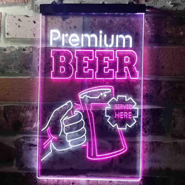 ADVPRO Premium Beer Served Here Bar  Dual Color LED Neon Sign st6-i3671 - White & Purple