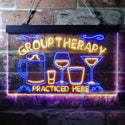 ADVPRO Beer Cocktails Group Therapy Practiced Here Humor Dual Color LED Neon Sign st6-i3673 - Blue & Yellow