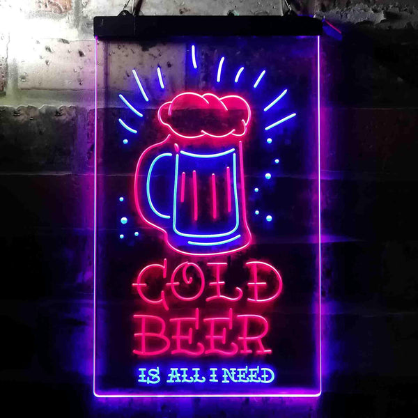ADVPRO Cold Beer is All I Need  Dual Color LED Neon Sign st6-i3677 - Blue & Red