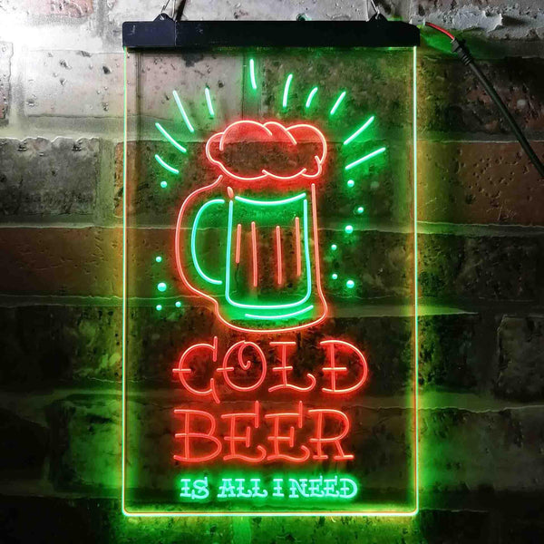 ADVPRO Cold Beer is All I Need  Dual Color LED Neon Sign st6-i3677 - Green & Red