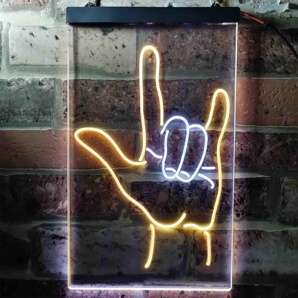 ADVPRO Rock and Roll Hand Music Metal Bar  Dual Color LED Neon Sign st6-i3700 - White & Yellow