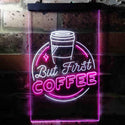 ADVPRO But First Coffee Shop Bedroom Room  Dual Color LED Neon Sign st6-i3709 - White & Purple