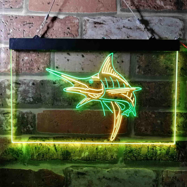 ADVPRO Marlin Fish Room Man Cave Dual Color LED Neon Sign st6-i3723 - Green & Yellow