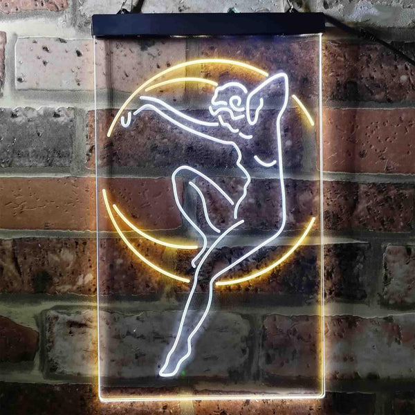 ADVPRO Blue Moon Lady  Dual Color LED Neon Sign st6-i3742 - White & Yellow