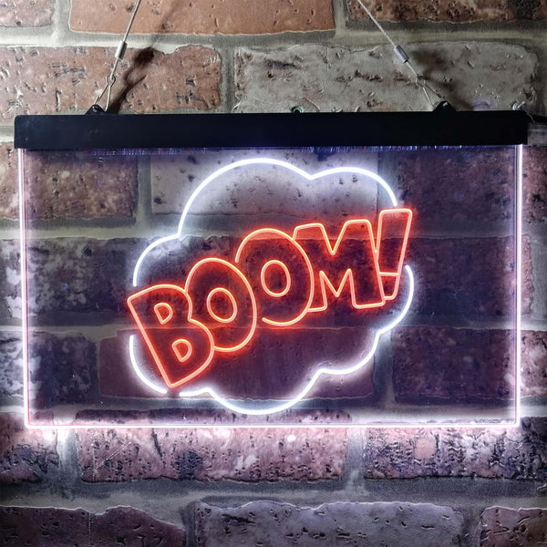 ADVPRO Boom Cloud Funny Game Room Humor Dual Color LED Neon Sign st6-i3758 - White & Orange