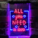 ADVPRO All You Need is Love Bedroom Heart  Dual Color LED Neon Sign st6-i3779 - Red & Blue