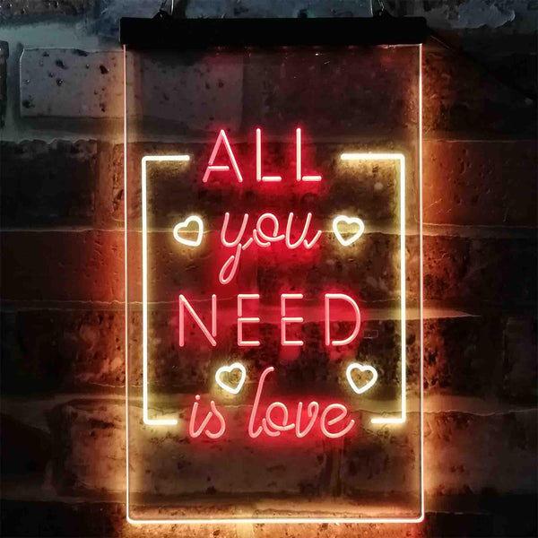 ADVPRO All You Need is Love Bedroom Heart  Dual Color LED Neon Sign st6-i3779 - Red & Yellow