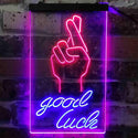 ADVPRO Good Luck Hand  Dual Color LED Neon Sign st6-i3798 - Blue & Red