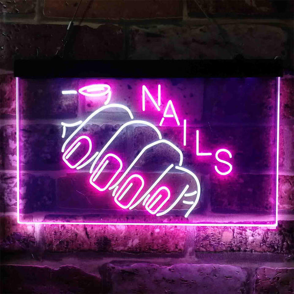 ADVPRO Nails Hand Waxing Dual Color LED Neon Sign st6-i3809 - White & Purple