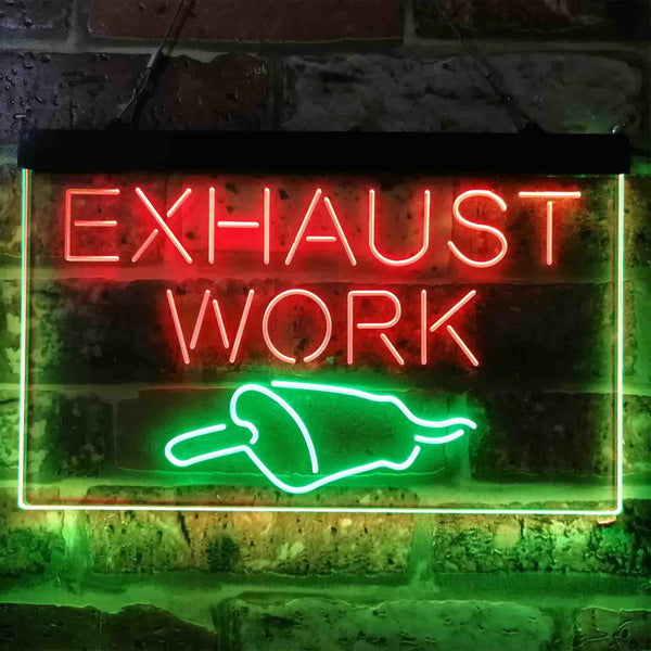 ADVPRO Exhaust Work Shop Car Repair Garage Dual Color LED Neon Sign st6-i3817 - Green & Red