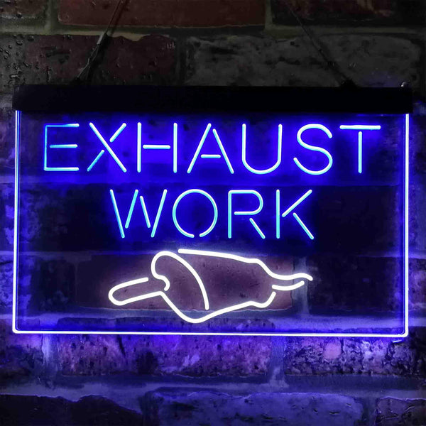 ADVPRO Exhaust Work Shop Car Repair Garage Dual Color LED Neon Sign st6-i3817 - White & Blue