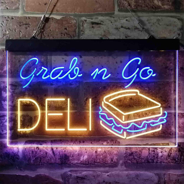 ADVPRO Grab n Go Deli Cafe Dual Color LED Neon Sign st6-i3835 - Blue & Yellow
