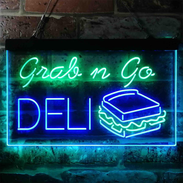 ADVPRO Grab n Go Deli Cafe Dual Color LED Neon Sign st6-i3835 - Green & Blue