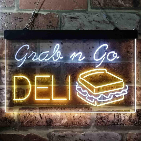 ADVPRO Grab n Go Deli Cafe Dual Color LED Neon Sign st6-i3835 - White & Yellow