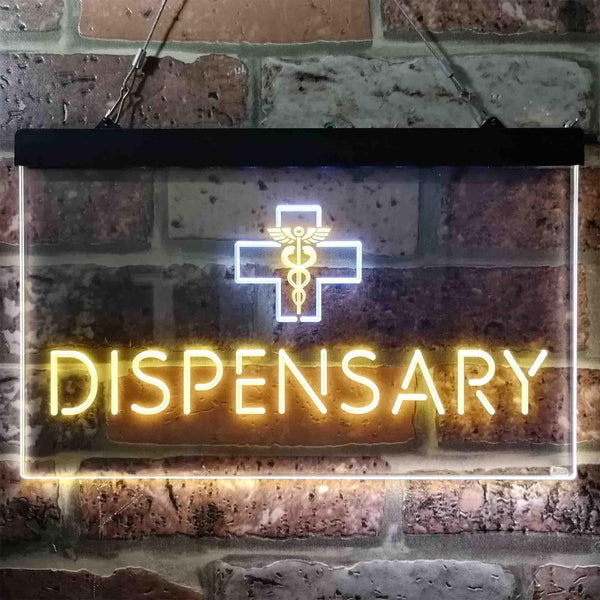 ADVPRO Dispensary Cross Shop Dual Color LED Neon Sign st6-i3846 - White & Yellow
