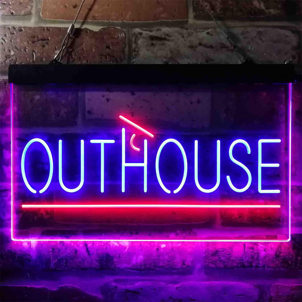 ADVPRO Outhouse Builder Supply Dual Color LED Neon Sign st6-i3847 - Blue & Red