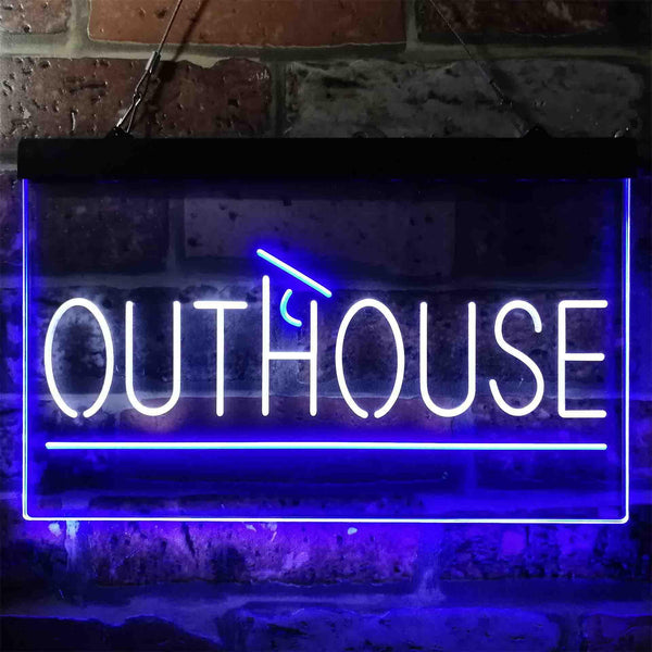 ADVPRO Outhouse Builder Supply Dual Color LED Neon Sign st6-i3847 - White & Blue