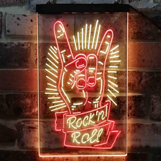 ADVPRO Rock n Roll Hand Metal Music  Dual Color LED Neon Sign st6-i3900 - Red & Yellow