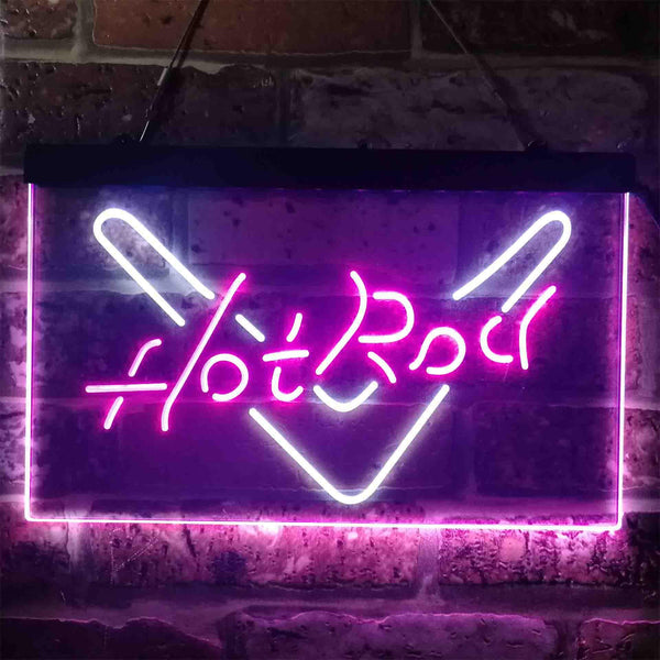 ADVPRO Hot Rod Garage V Shape Dual Color LED Neon Sign st6-i3905 - White & Purple