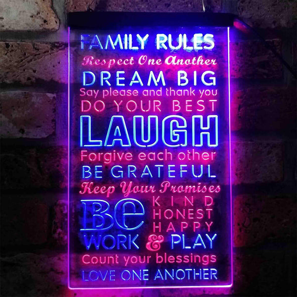 ADVPRO Family Rules Dream Big Living Room Decoration  Dual Color LED Neon Sign st6-i3921 - Red & Blue
