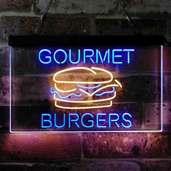 ADVPRO Gourmet Burgers Cafe Dual Color LED Neon Sign st6-i3949 - Blue & Yellow