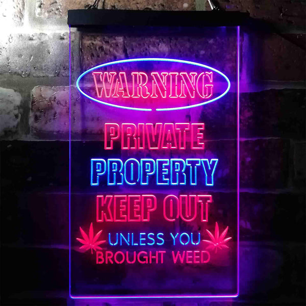ADVPRO Humor Keep Out Unless You Brought Weed Game Room  Dual Color LED Neon Sign st6-i3952 - Blue & Red