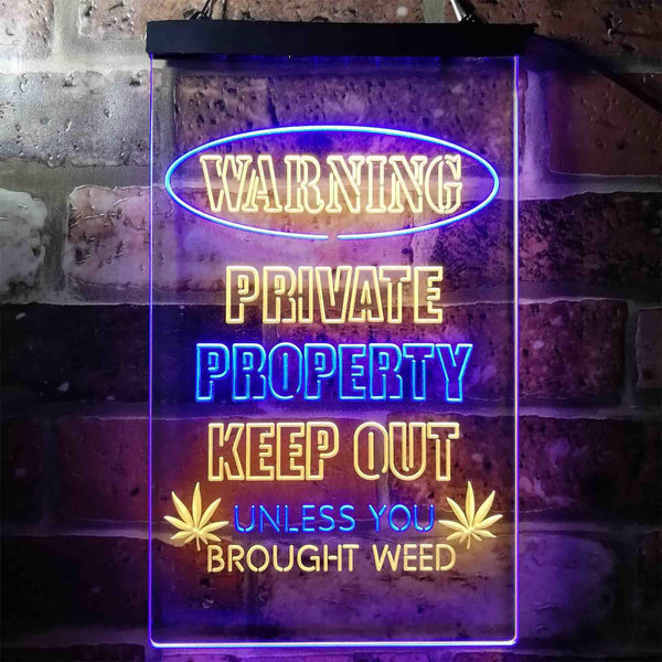 ADVPRO Humor Keep Out Unless You Brought Weed Game Room  Dual Color LED Neon Sign st6-i3952 - Blue & Yellow