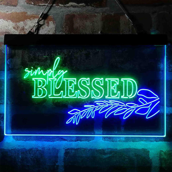 ADVPRO Simple Blessed Natural Display Dual Color LED Neon Sign st6-i3965 - Green & Blue