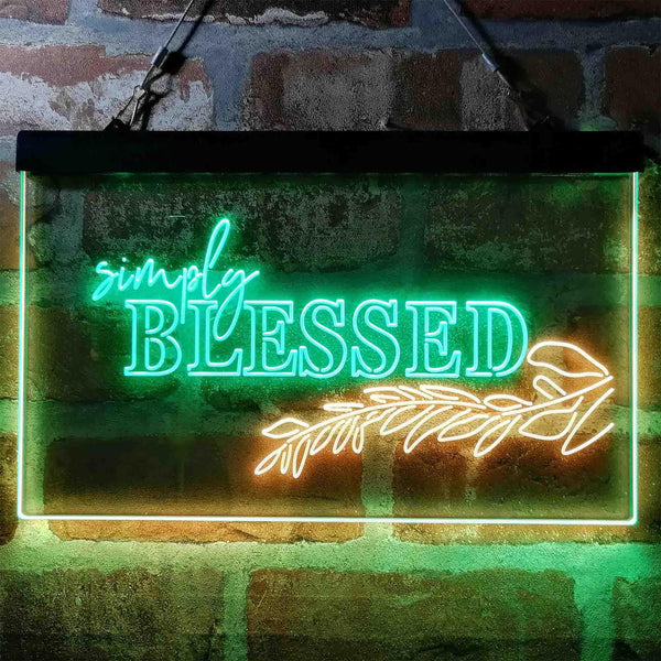 ADVPRO Simple Blessed Natural Display Dual Color LED Neon Sign st6-i3965 - Green & Yellow