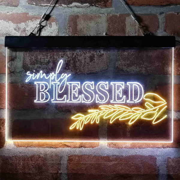 ADVPRO Simple Blessed Natural Display Dual Color LED Neon Sign st6-i3965 - White & Yellow